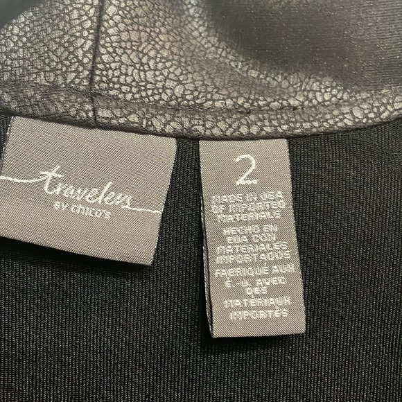 Black Faux Leather Collar Chico’s Jacket Chicos size 2 same as 12/14. - Picture 3 of 6